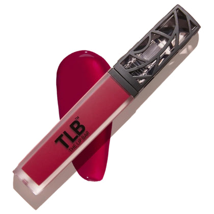 The Lip Bar Rich Auntie front tube showing deep berry color and sleek packaging benefit: bold pigment