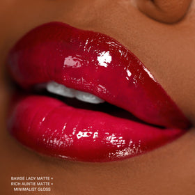The Lip Bar Rich Auntie ombré demonstration with two shades showing blending benefit: dimensional looks