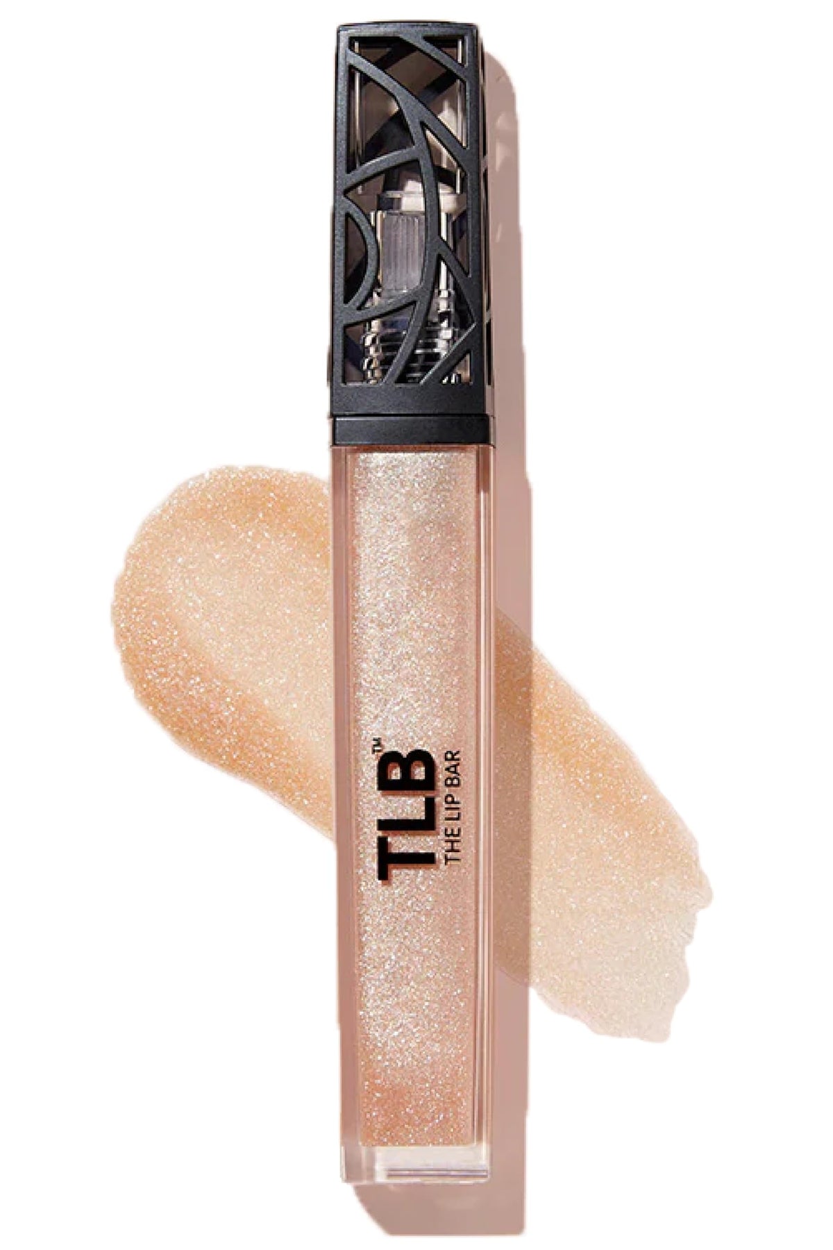 The Lip Bar Trophy Wife front packaging showing champagne shimmer and gloss finish benefit