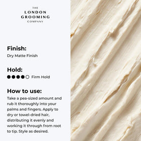 The London Grooming Company open jar close-up revealing clay texture for strong matte hold