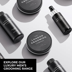 The London Grooming Company size comparison with coin highlighting the 20 g compact convenience