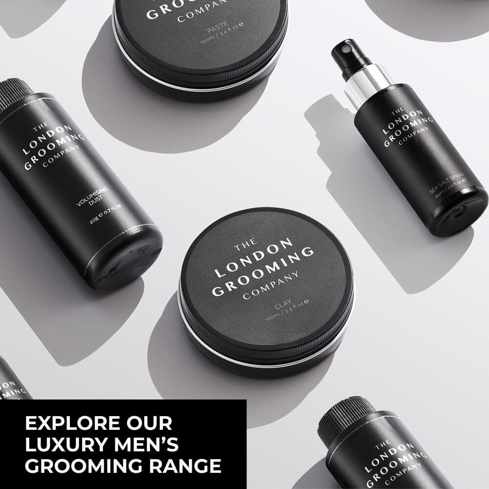 The London Grooming Company jar next to a coin showing 50ml compact travel-friendly size
