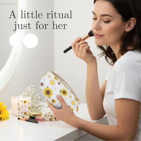 The Love Crate Co sunflower pop-up card open revealing intricate design and keepsake charm