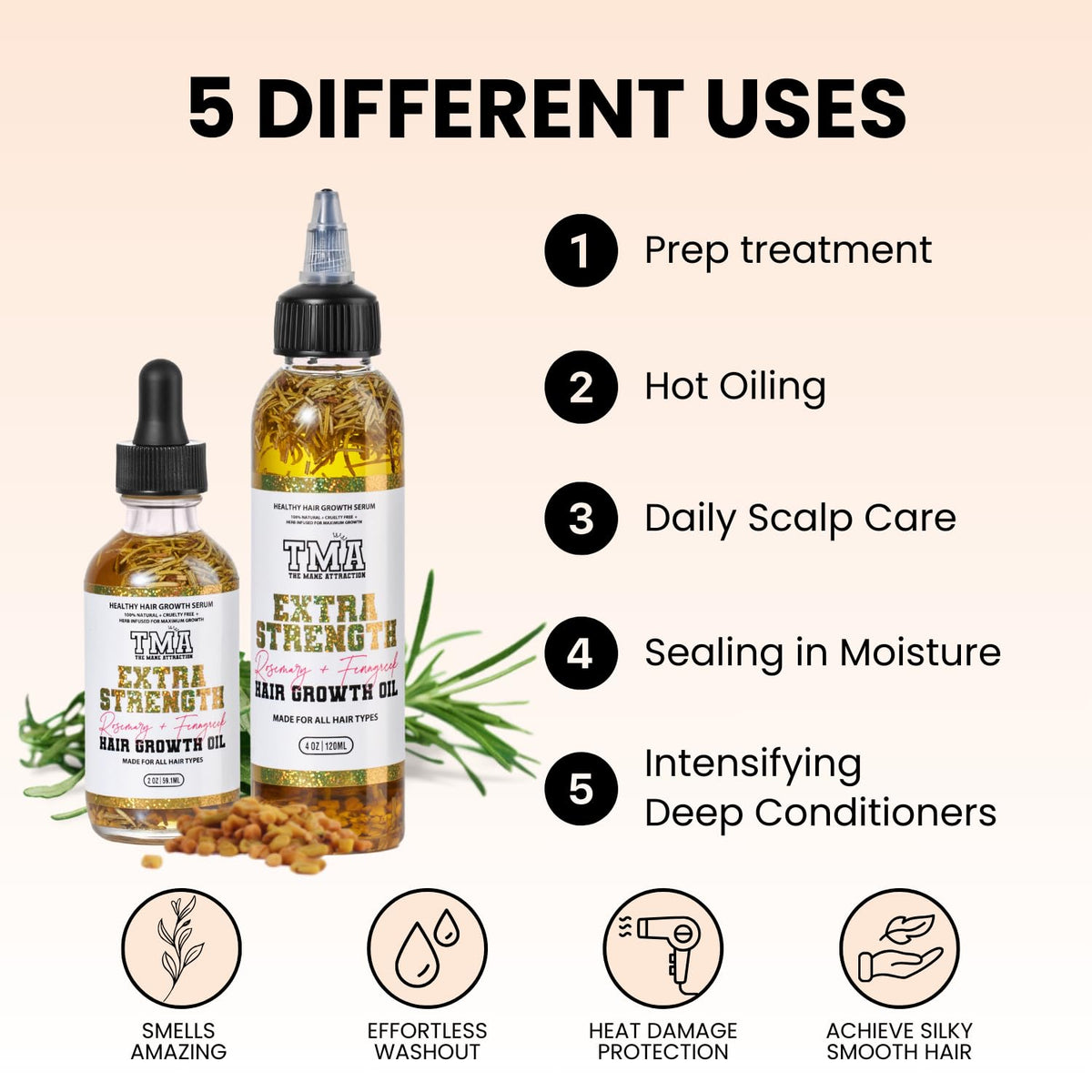 Person massaging The Mane Attraction oil into scalp enhancing circulation