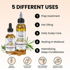 Person massaging The Mane Attraction oil into scalp enhancing circulation