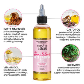 The Mane Attraction close-up of rosemary and castor oil bottle ingredients