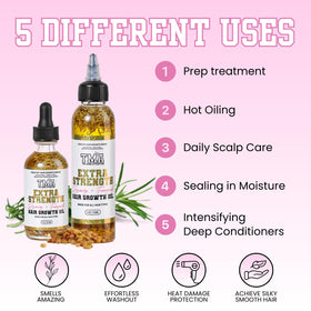 The Mane Attraction ingredients display with castor and rosemary highlighting botanical potency