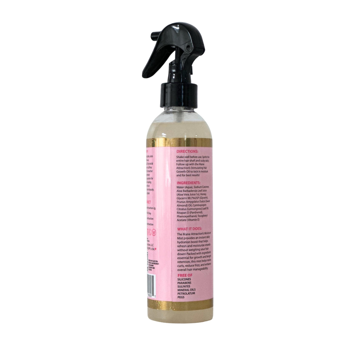 The Mane Attraction bottle on bathroom shelf suggesting everyday routine placement