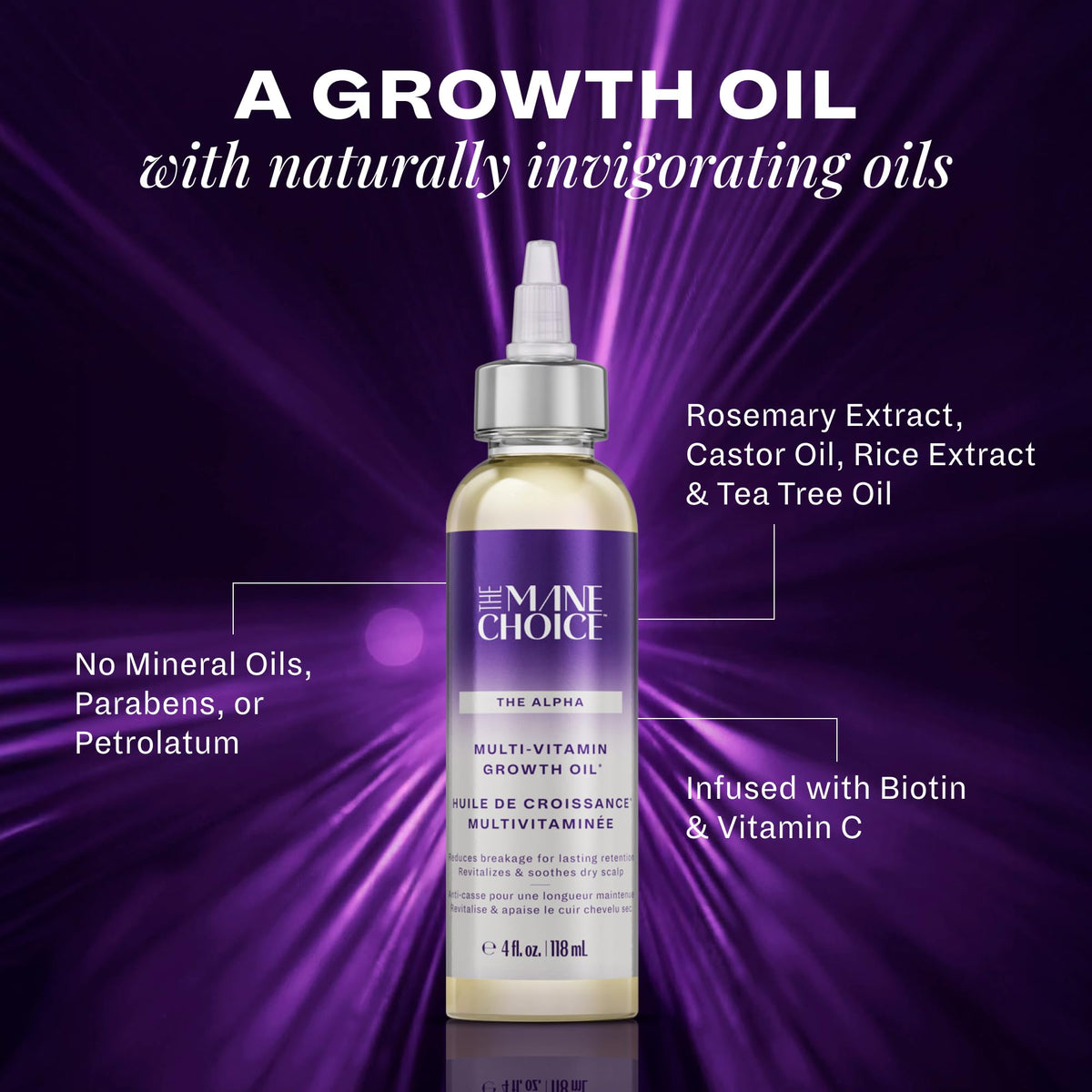 The Mane Choice oil being dispensed into palm, demonstrating easy application and absorption