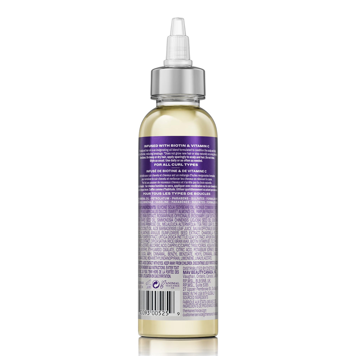 The Mane Choice bottle on bathroom shelf, suggesting daily self-care and scalp comfort