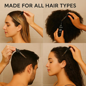The Mane Solution bottle on a bathroom vanity styled scene suggesting daily routine ease and polish
