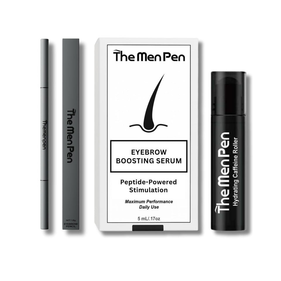 The Men Pen front packaging showing the full grooming trio and travel-ready design
