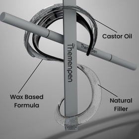 The Men Pen next to razor showing compact size and travel-friendly convenience