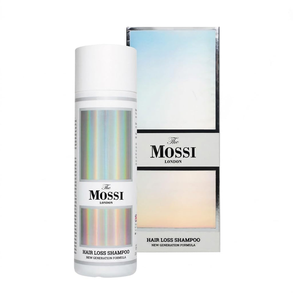 The Mossi London bottle front view showing product branding and size for clarity