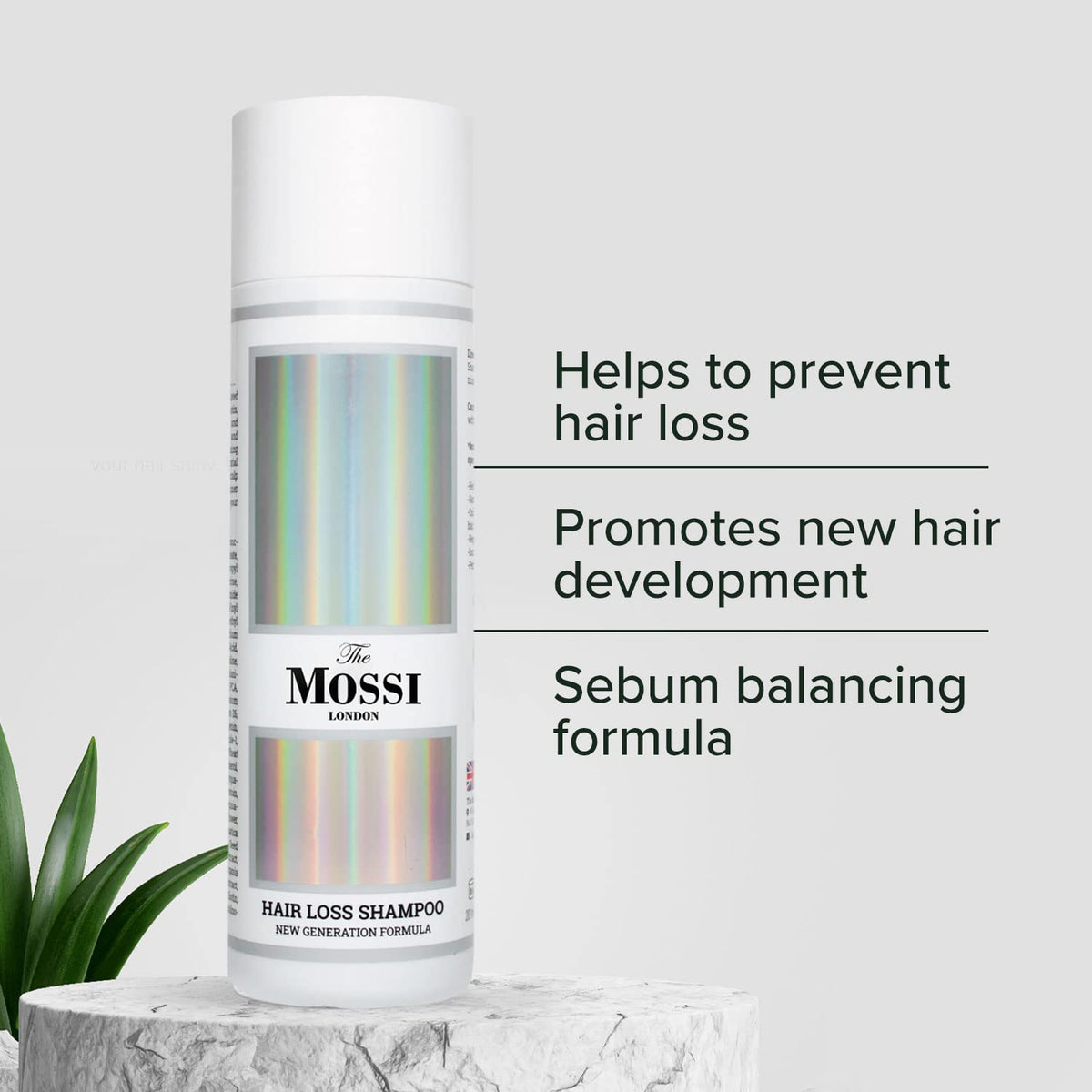 The Mossi London 200ml bottle beside a ruler for clear size comparison benefit