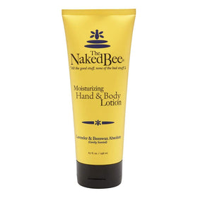 The Naked Bee front bottle showing lavender and beeswax scent benefits