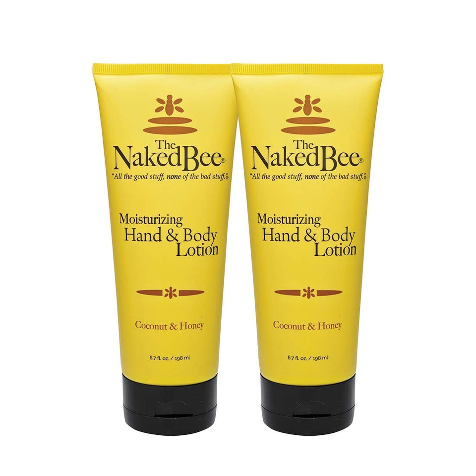The Naked Bee front packaging showing coconut and honey scent and clean formula benefits