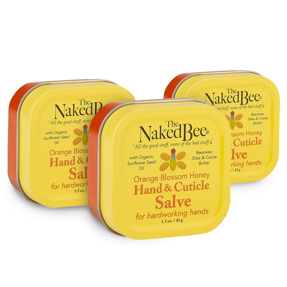 The Naked Bee front tin showing label and compact packaging benefit: easy carry