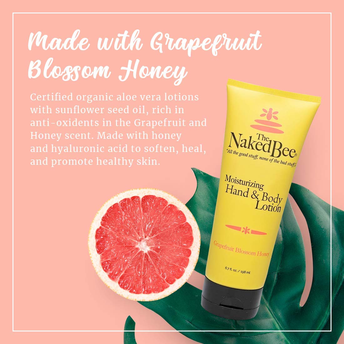 The Naked Bee lotion texture close-up highlighting creamy hydration and quick absorption