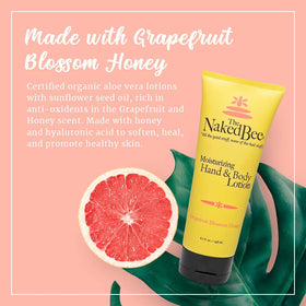 The Naked Bee lotion texture close-up highlighting creamy hydration and quick absorption
