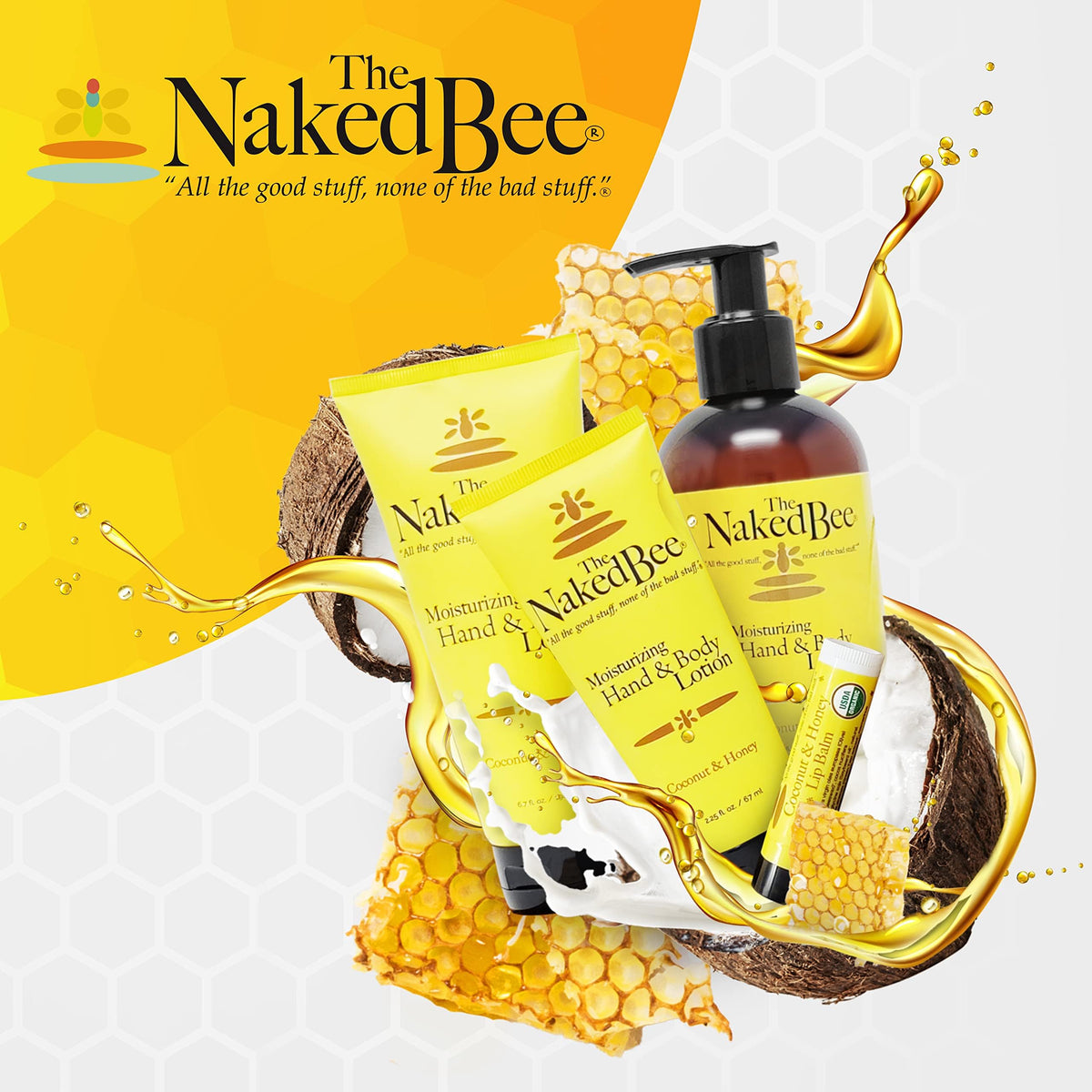 The Naked Bee ingredient label with beeswax and honey for clean formulation