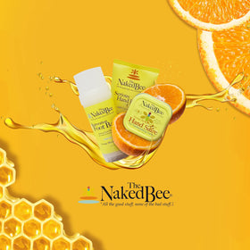 The Naked Bee lotion on a bathroom shelf with towel, evokes everyday ritual and clean skincare