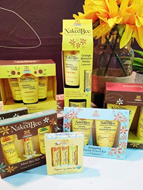 The Naked Bee Orange Blossom bottle close-up highlights scent and moisturizing benefits