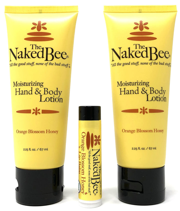 The Naked Bee lotion front packaging showing bottle and scent, promotes gentle hydration