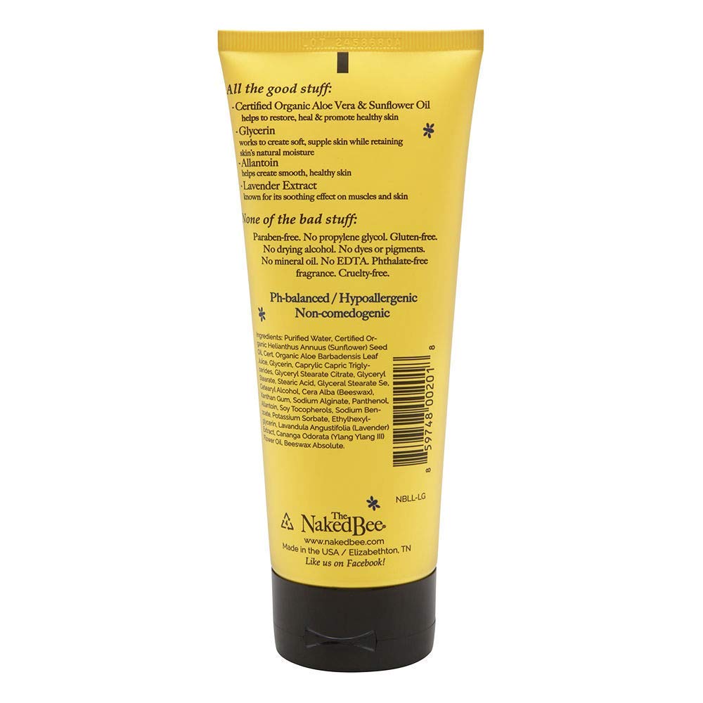 The Naked Bee pump close-up highlighting smooth lotion texture and quick absorption