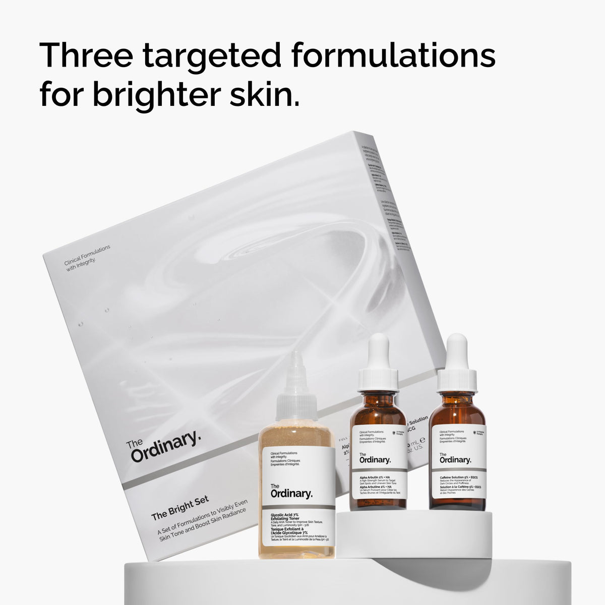 The Ordinary alpha arbutin serum pipette dispensing precise drop, brightening benefit