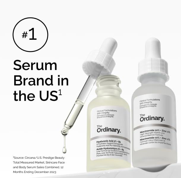 The Ordinary on bathroom vanity with mirror, portraying daily routine convenience and brightness