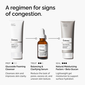 The Ordinary bottle with box showing label details and product clarity benefit