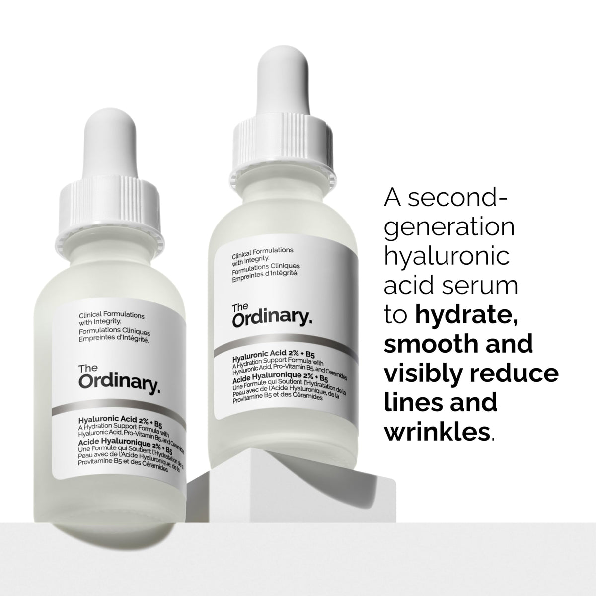 The Ordinary hyaluronic acid bottle close-up highlighting hydration boost