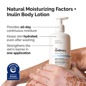 The Ordinary lotion texture close-up highlighting lightweight consistency and quick absorption benefit