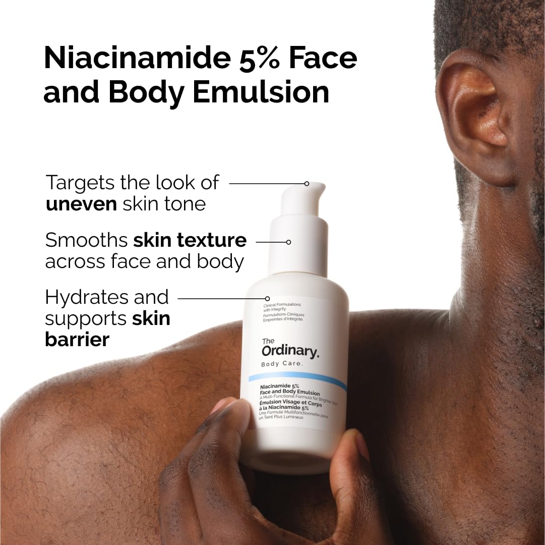 The Ordinary Niacinamide 5% Face & Body Emulsion front label showing treatment focus