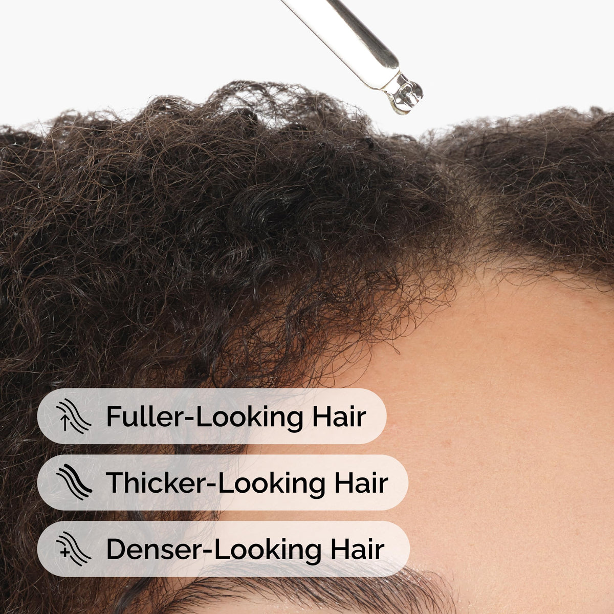 Application of The Ordinary on the scalp illustrating targeted use for improved density