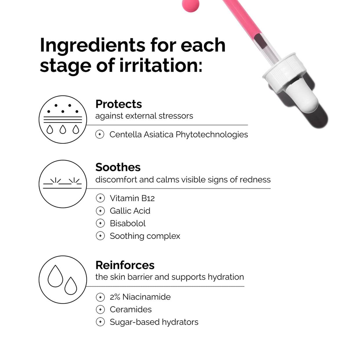 The Ordinary serum applied to cheek in routine, demonstrating redness-reducing, calming effect