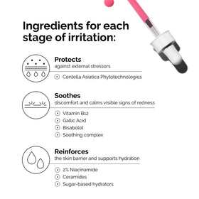 The Ordinary serum applied to cheek in routine, demonstrating redness-reducing, calming effect