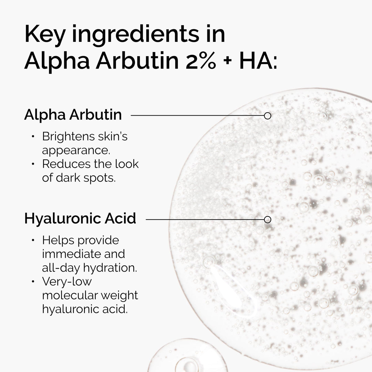 The Ordinary alpha arbutin serum swatch showing lightweight hydrating texture