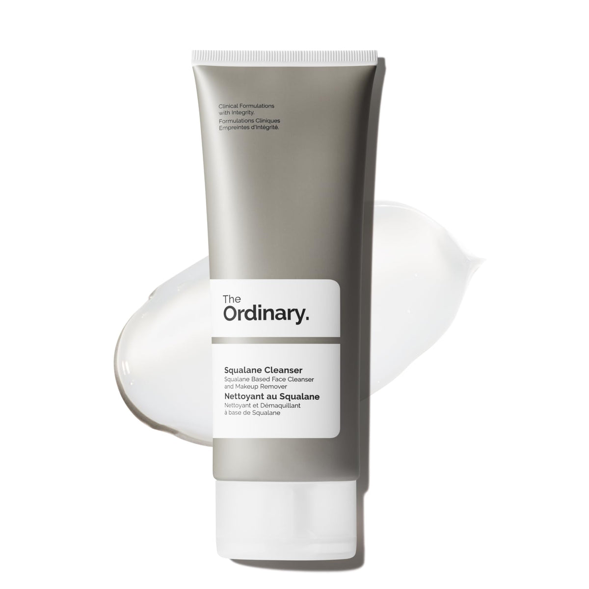 The Ordinary front packaging showing cleanser bottle and clear product benefits