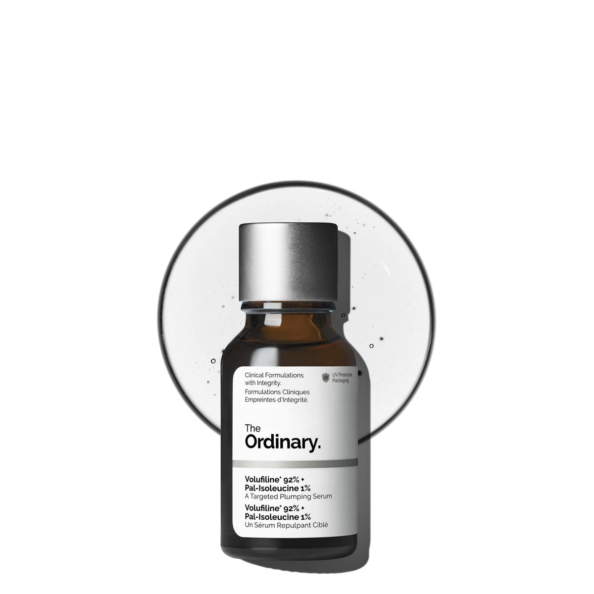 The Ordinary bottle front view showing label and compact 0.5 oz size benefit