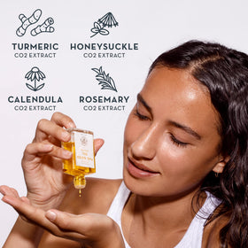 The Organic Skin Co. dropper dispensing oil demonstrating controlled application and precise dosing benefit