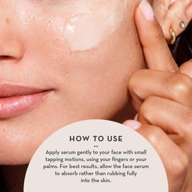 The Organic Skin Co. serum being applied to cheek illustrating smooth finish and glow