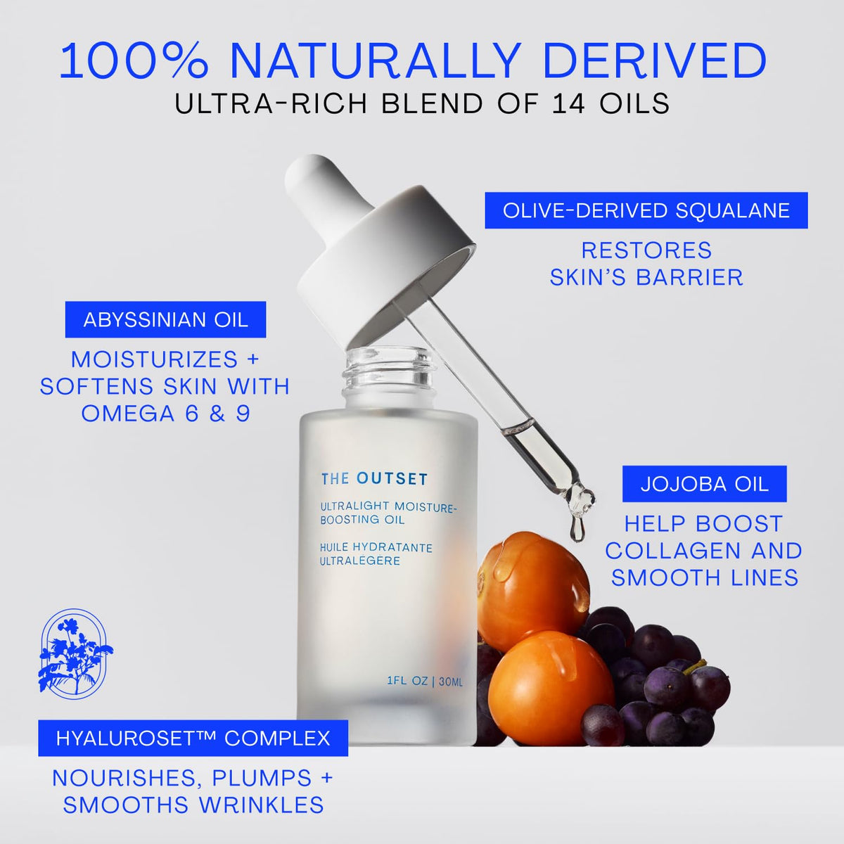 the outset oil on hand for size and coverage demonstration with lightweight feel