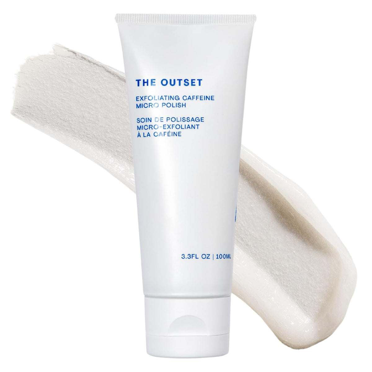 the outset front jar face scrub showing clean packaging and easy dispensing benefit