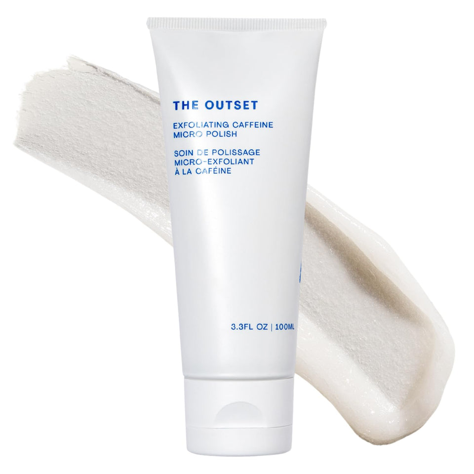 the outset front jar face scrub showing clean packaging and easy dispensing benefit