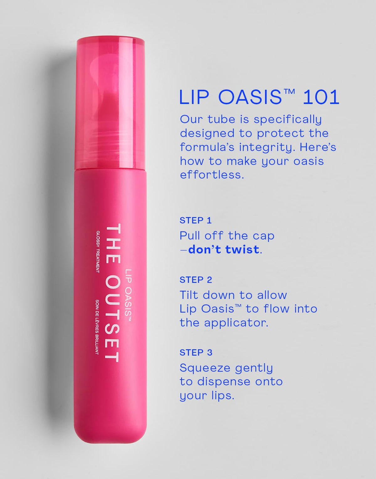 Flatlay of The Outset Lip Oasis with key ingredients emphasizing nourishing benefits
