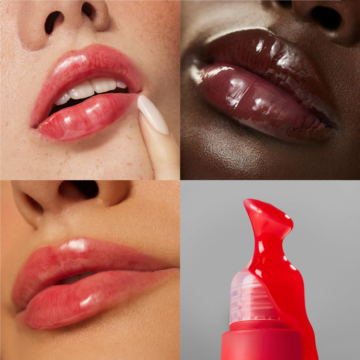 The Outset gloss texture swipe showing glossy, non-sticky finish and hydration