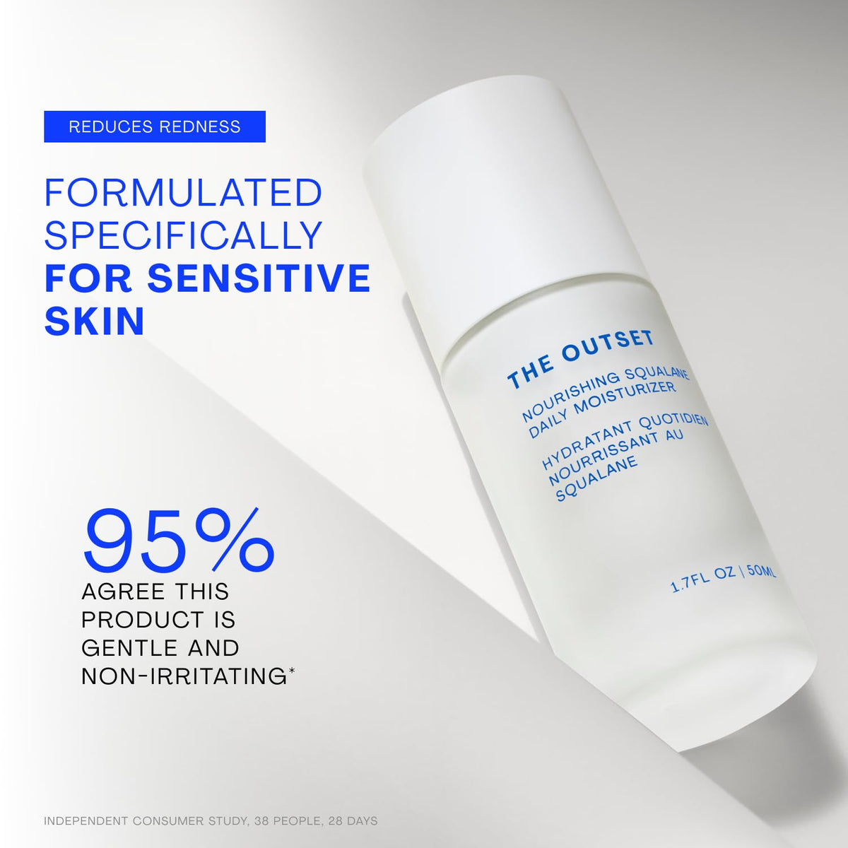 the outset moisturizer staged in bathroom for daily routine