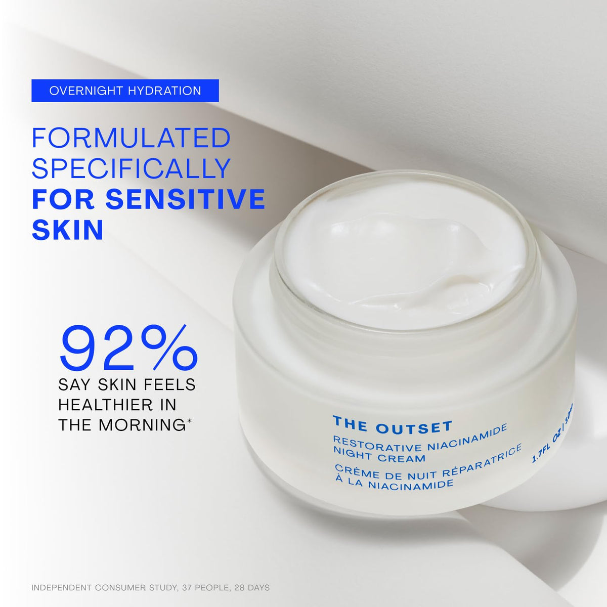 Niacinamide and bakuchiol ingredients beside jar highlighting The Outset brightening benefits